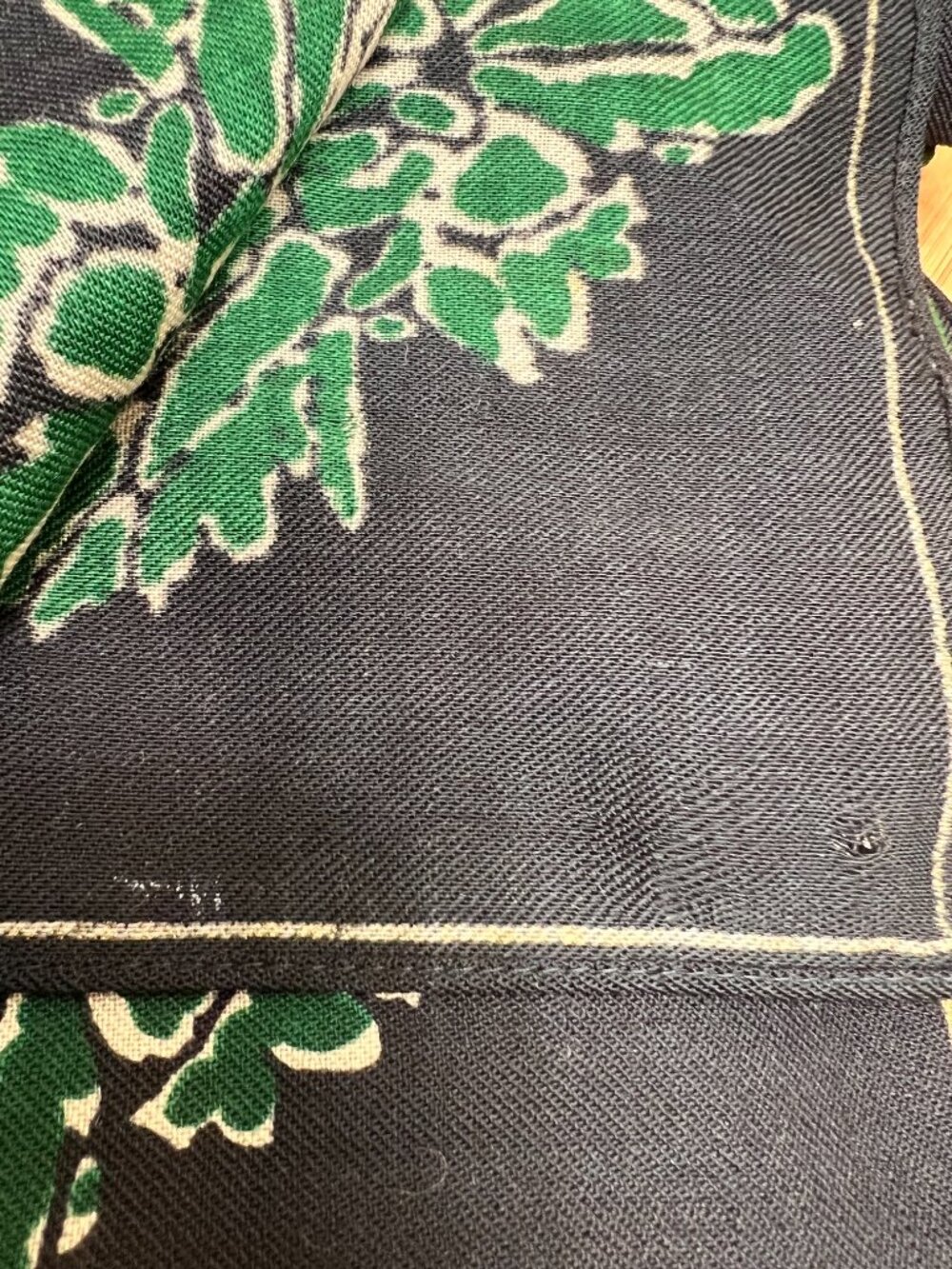 A Pair SONIA RYKIEL Foulards Scarf Shawl 42"  Black White Green Gold Floral  (25 - Picture 7 of 16